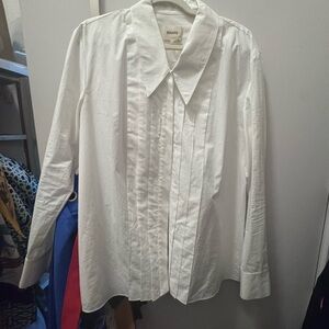 KHAITE White Dress Shirt Crisp Cotton pleats NWOT
